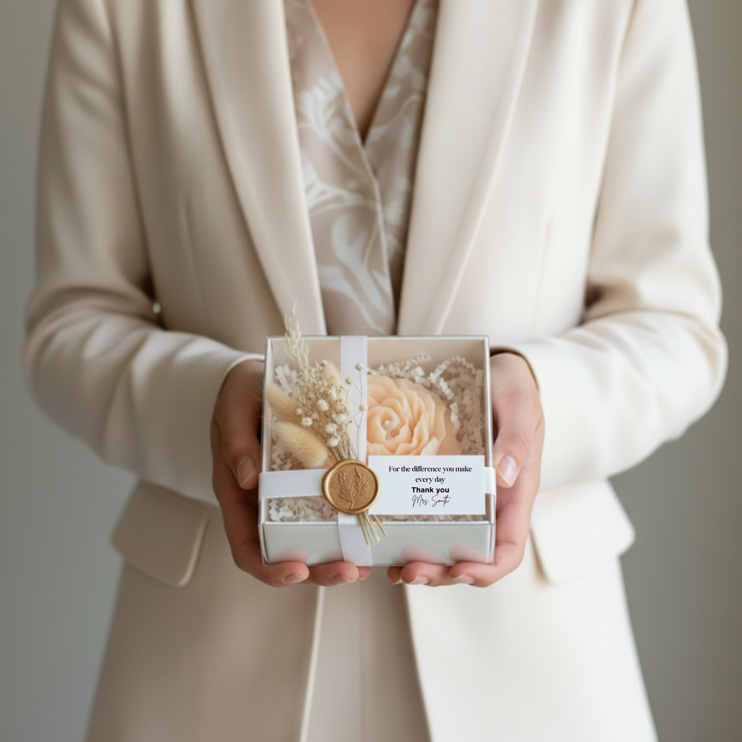 Peony Pillar Candle | Signature White Gift Box