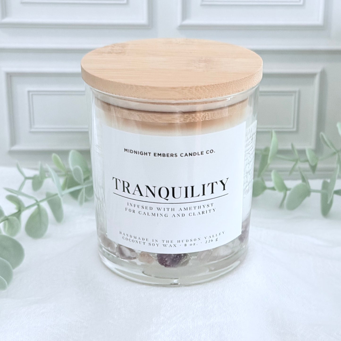 Tranquility: Amethyst Infused Crystal Candle