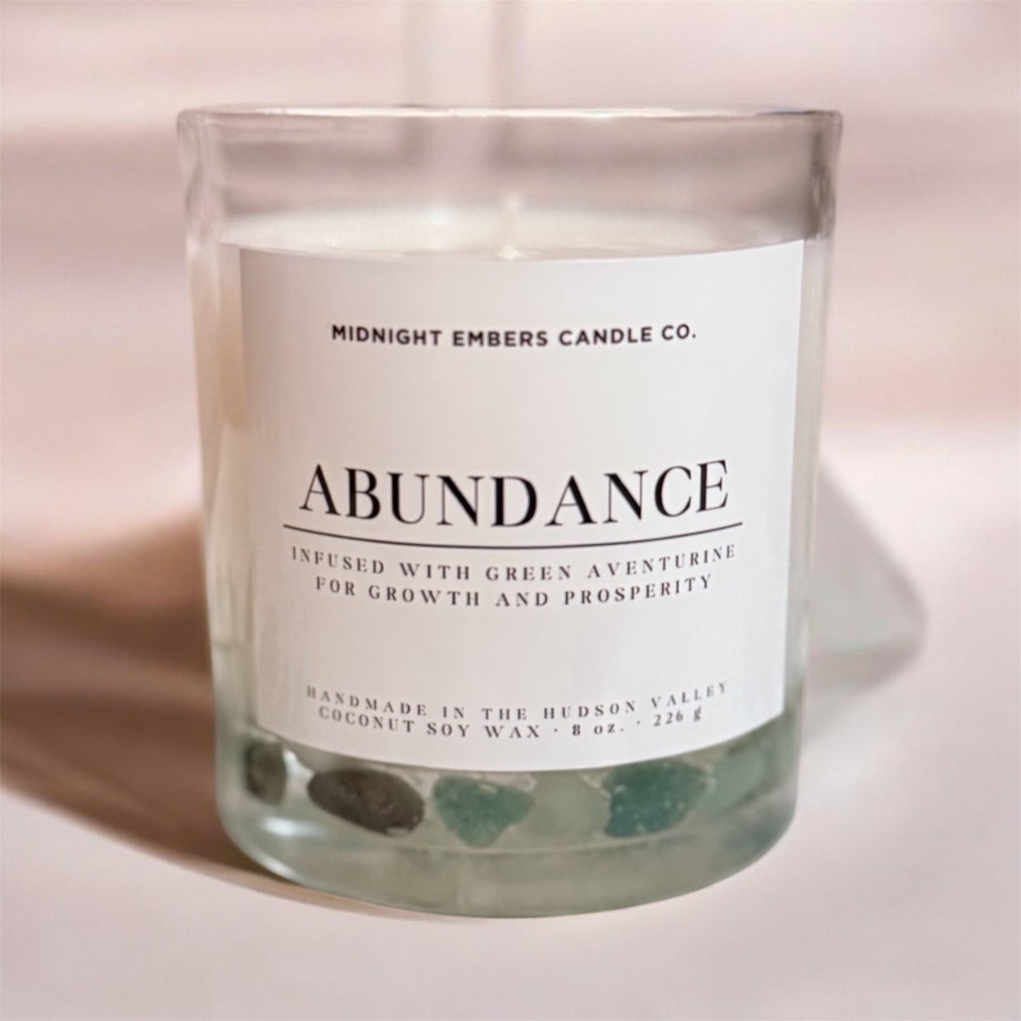Abundance: Green Aventurine Infused Crystal Candle