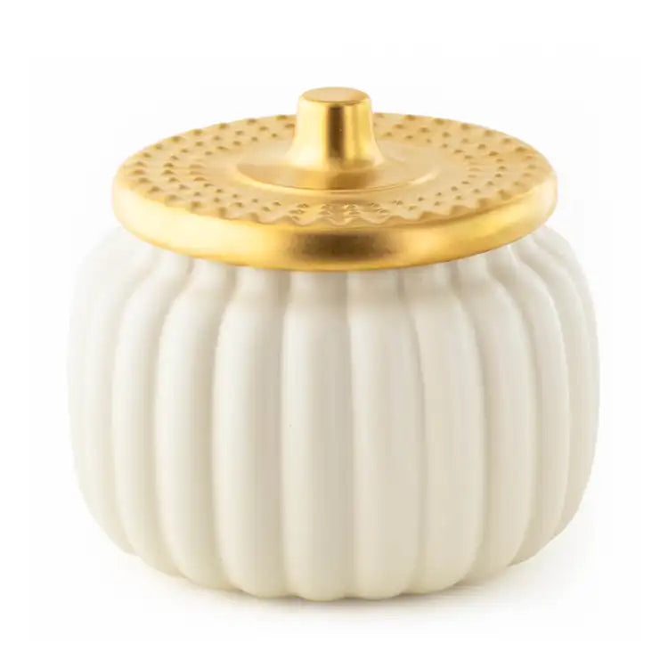 Ivory Ceramic Pumpkin Jar Candle | 18 oz Fall Decor