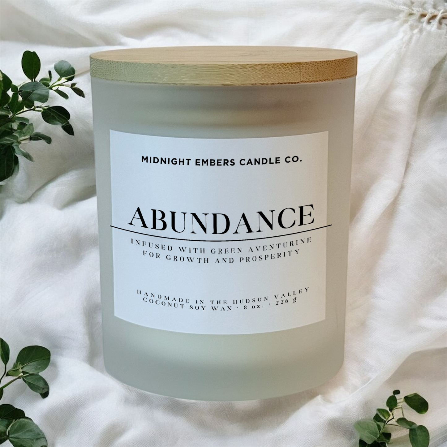 Abundance: Green Aventurine Infused Crystal Candle