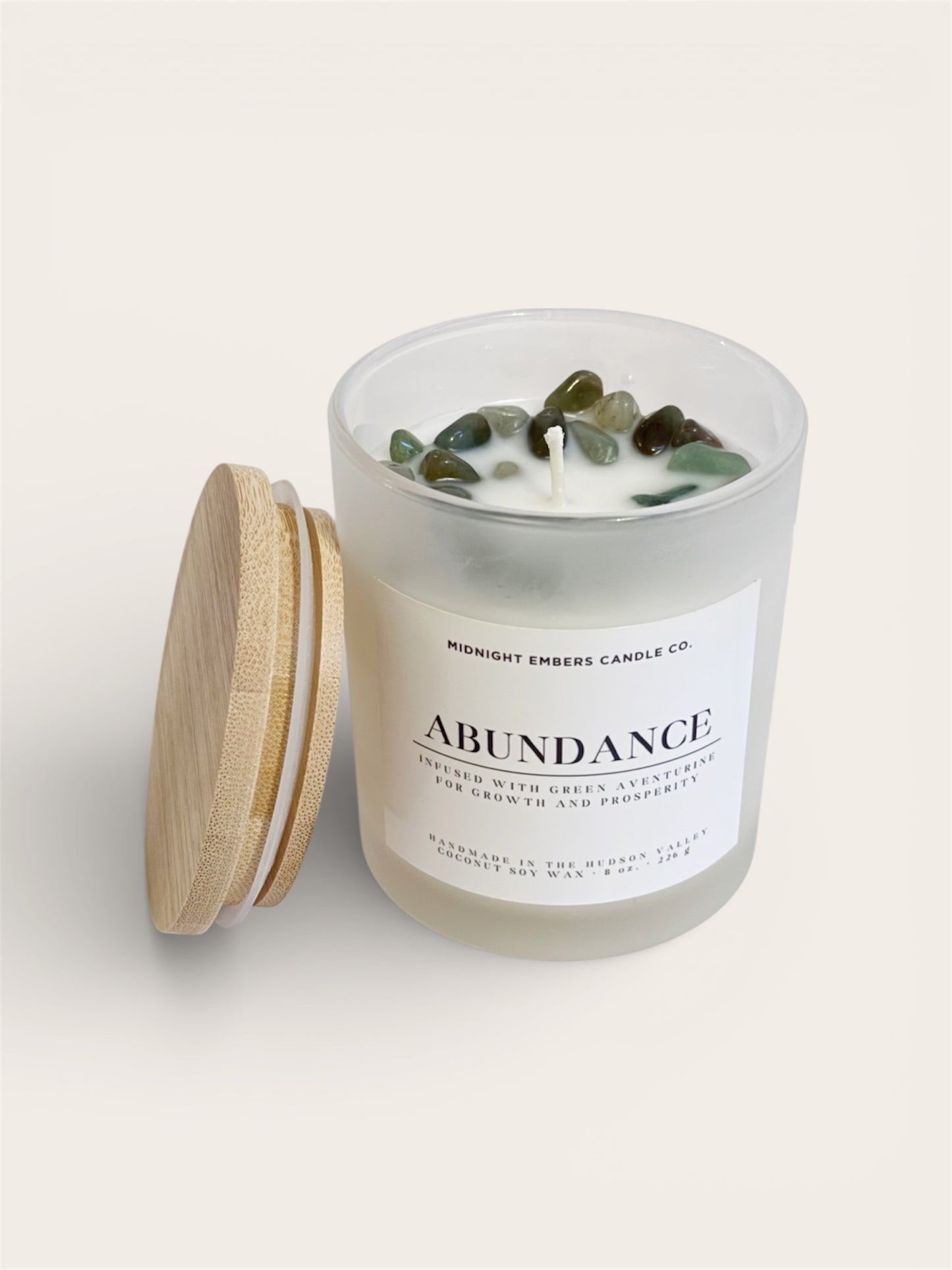 Abundance: Green Aventurine Infused Crystal Candle