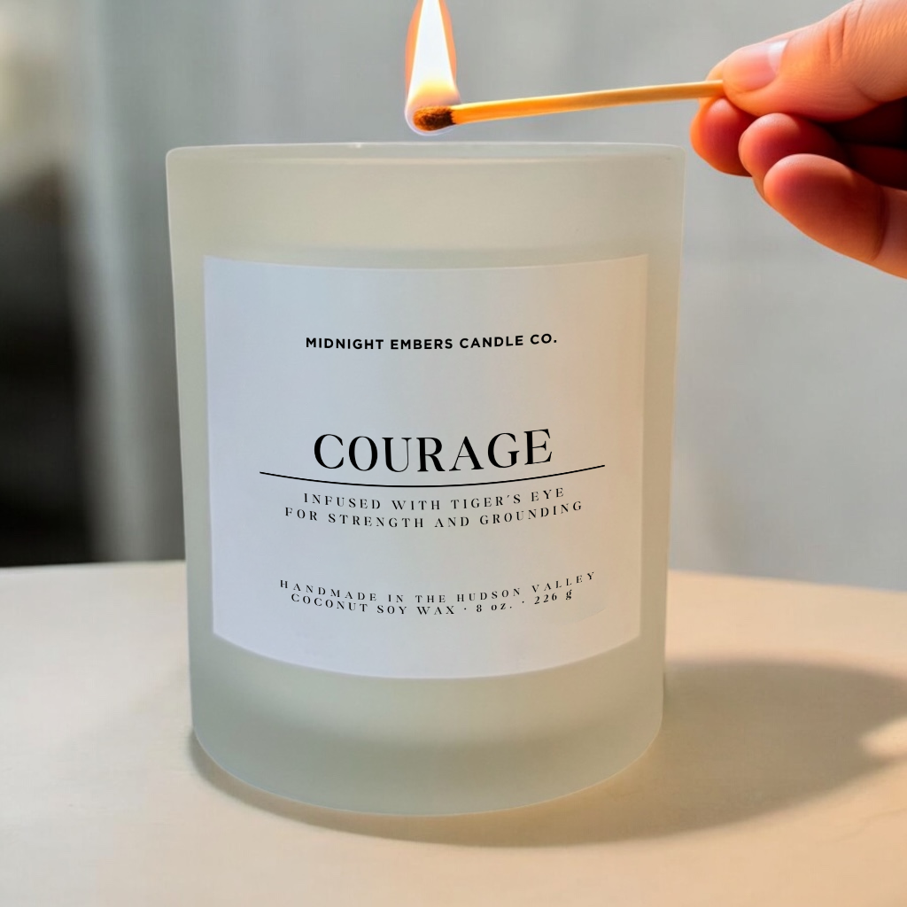 Courage: Tiger's Eye Infused Crystal Candle