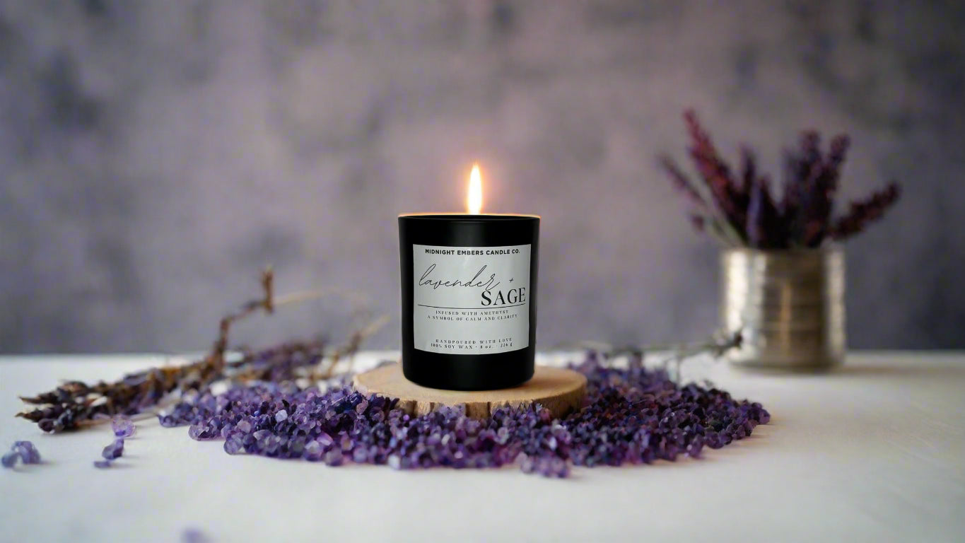 Lavender + Sage Crystal Candle