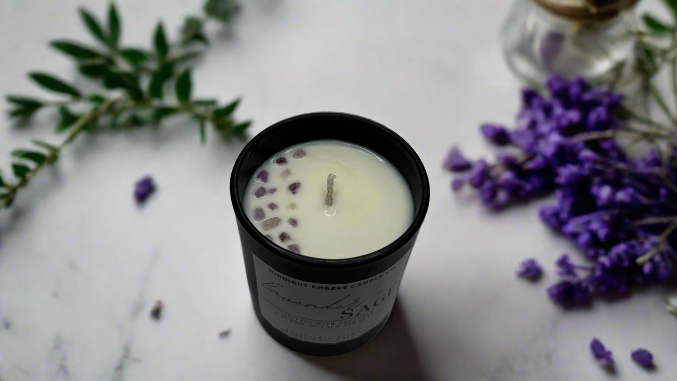 Lavender + Sage Crystal Candle