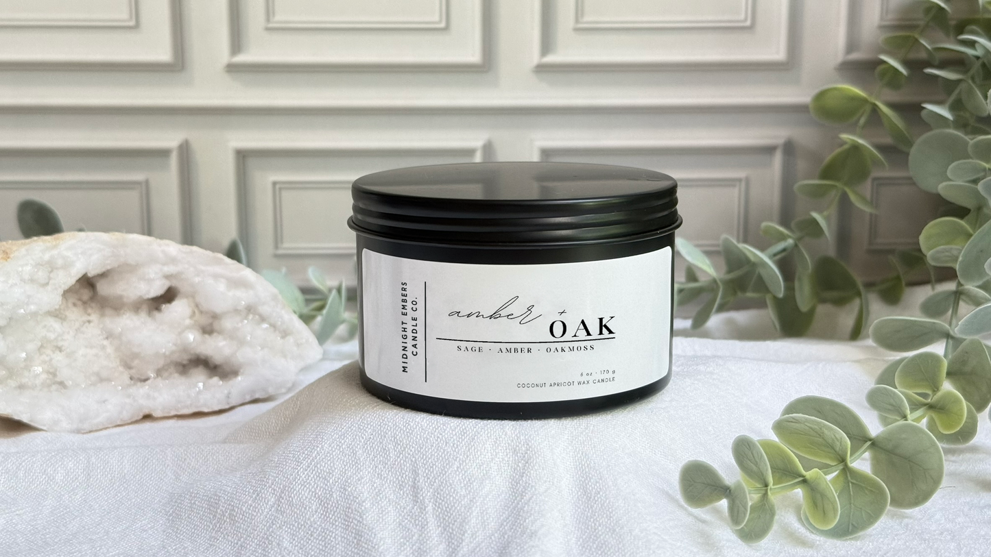 Amber + Oak 6 oz. Candle