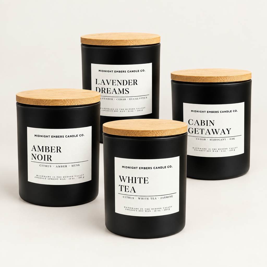Bundle hero photo with Amber Noir, Lavender Dreams, White Tea and Cabin Getaway