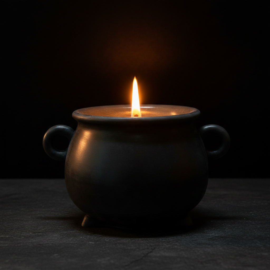 Cauldron Candle — Editorial Lit Flame