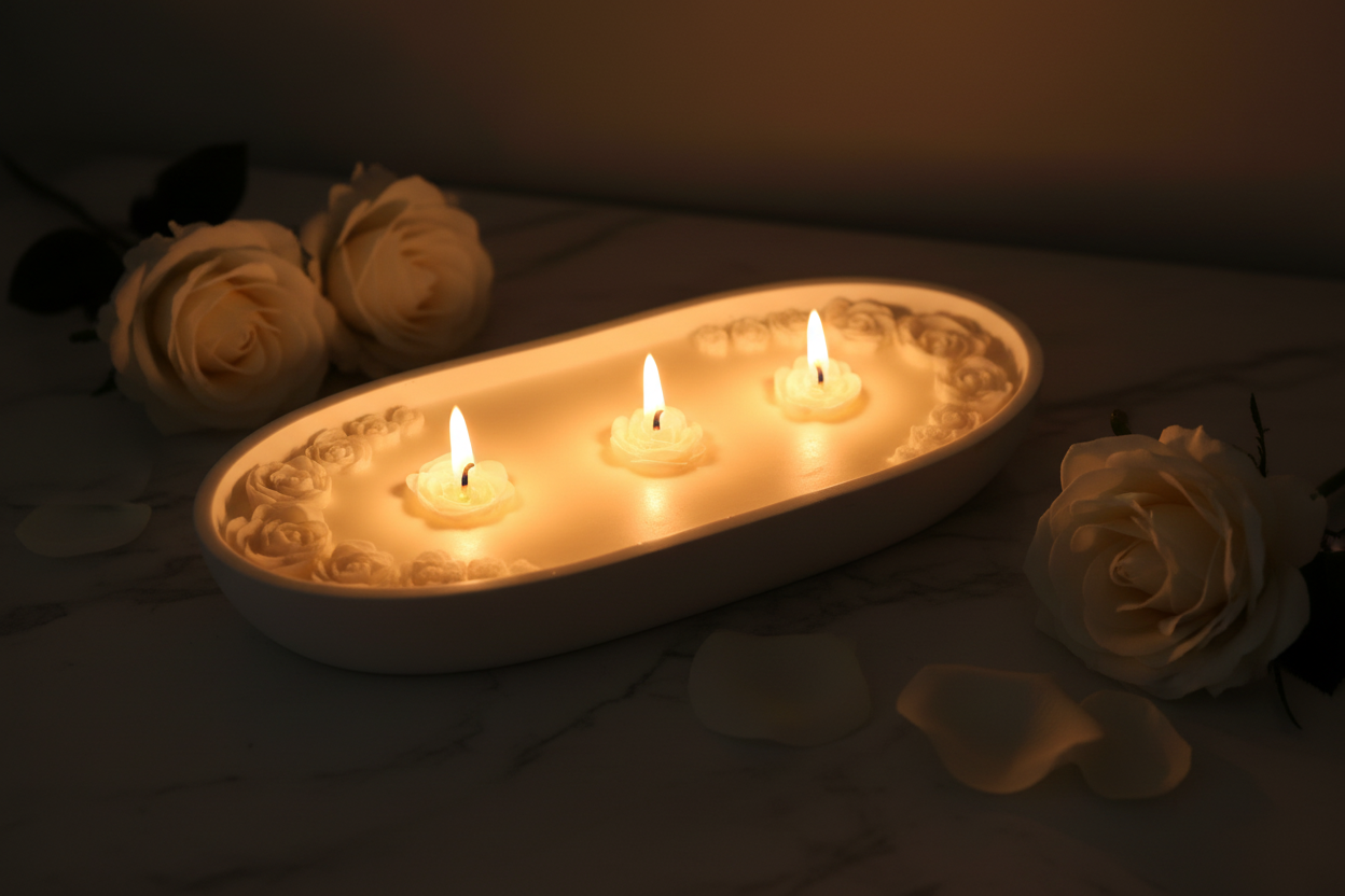 Dough Bowl Candle - Three Wicks Lit