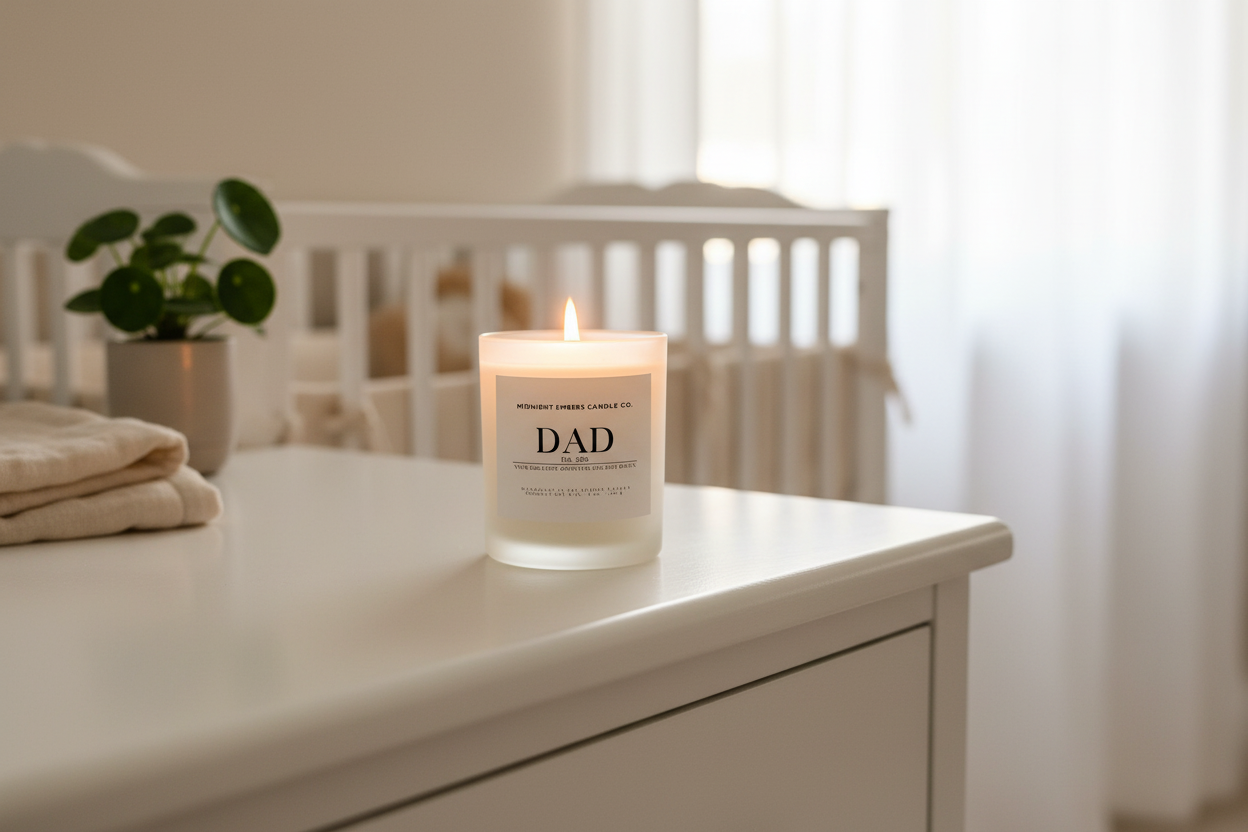 First Father's Day Candle - Baby Nursery Lifestyle
