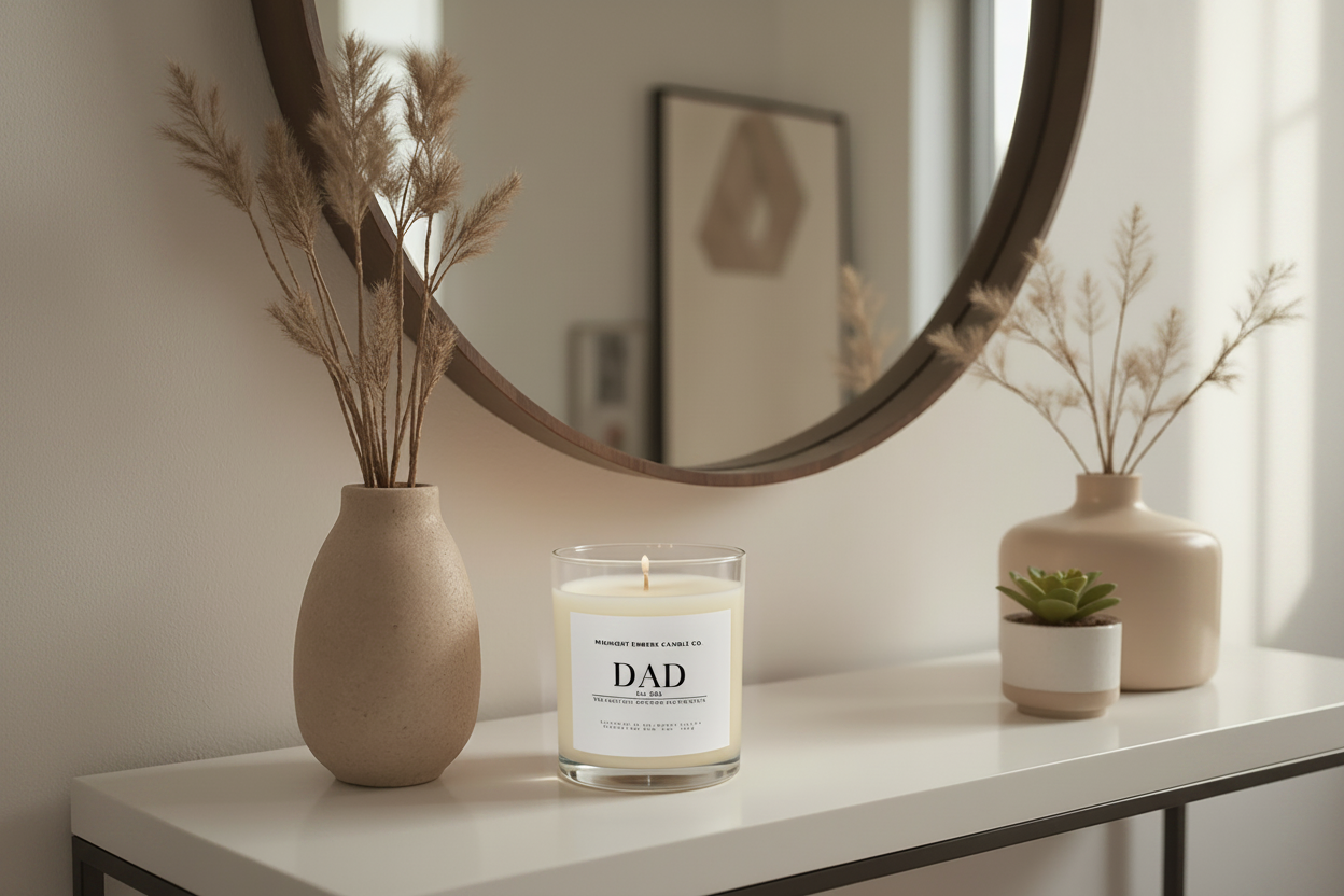 First Father's Day - Clear Glass Console Table Editorial