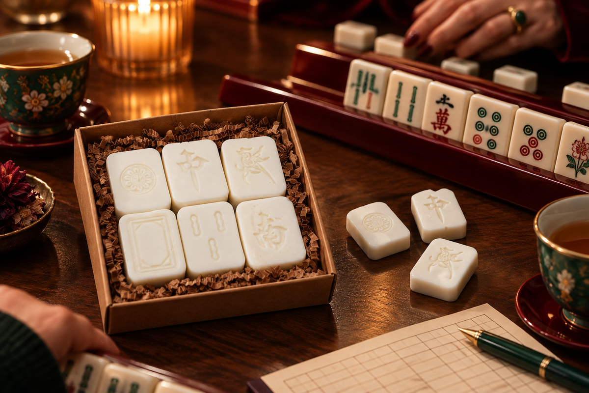 Mahjong wax melts styled for game night