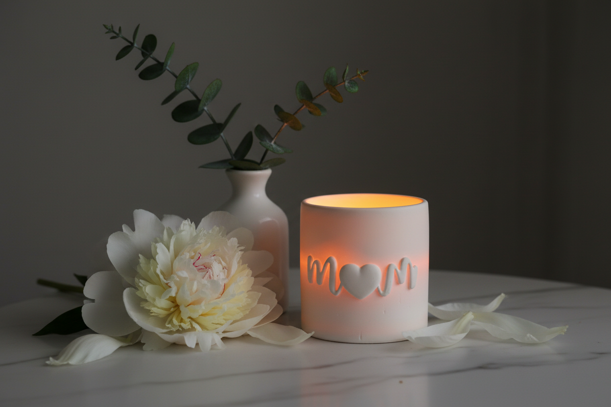 Mom Candle Glowing - Marble & Peonies