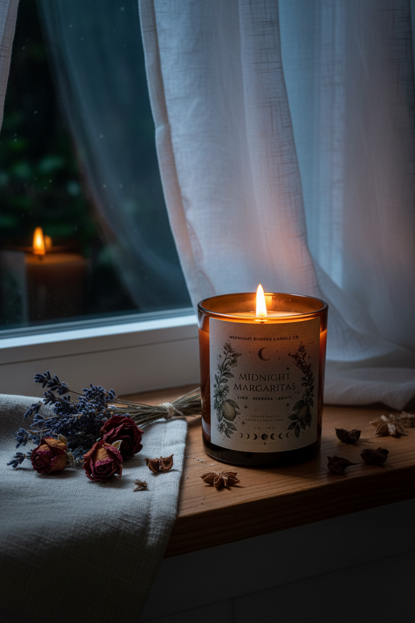 Moonlit windowsill portrait