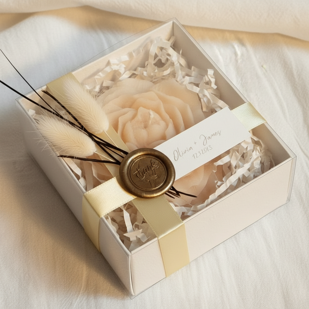 Peony Pillar Candle | Signature White Gift Box