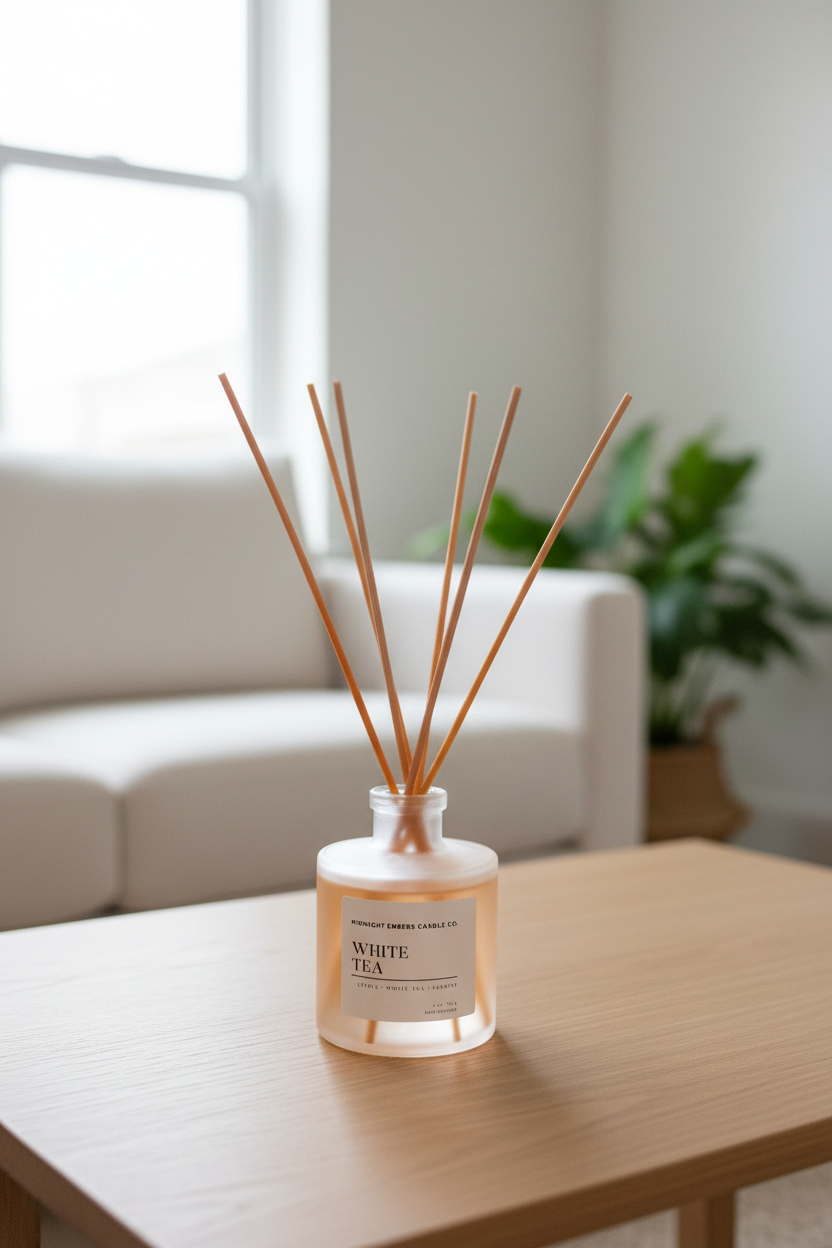White Tea Reed Diffuser – Minimalist Living Room